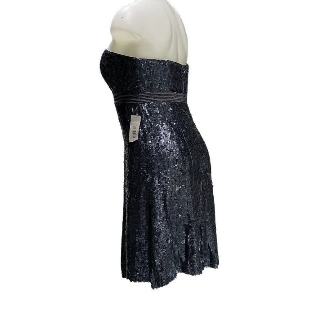 Strapless Black Sequin Cocktail Dress Knee-Length by BADGLEY MISCHKA - Picture 4 of 14